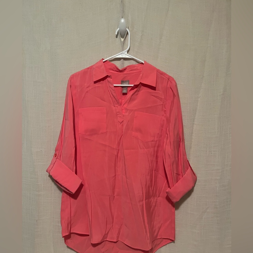Chico's Vibrant Coral Button Down Shirt
